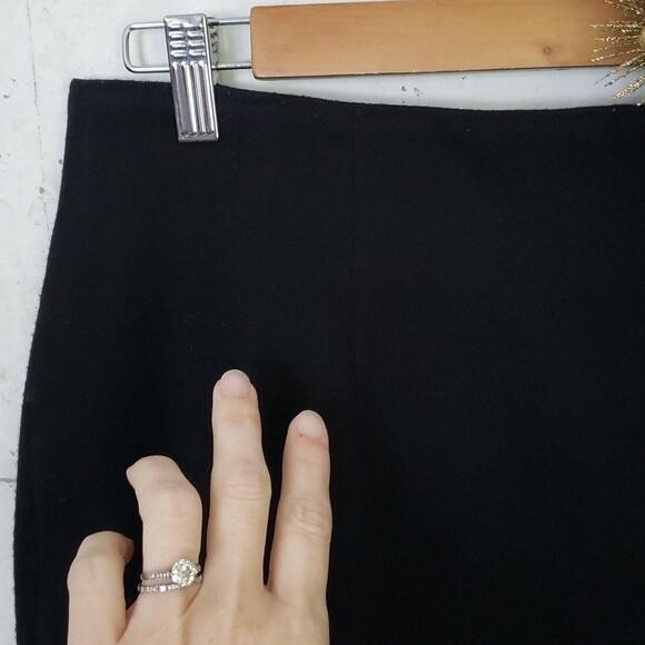 SAVANNAH Women's VINTAGE Academia Wool Teacher Straight Black Midi Skirt 8 - Picture 2 of 8